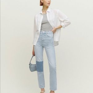 Reformation Cynthia Patch High Rise Straight Jeans